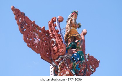 Maori Wood Carving In Manukau City, New Zealand