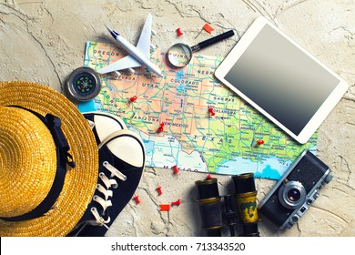 Travel Planning Concept On Map Stock Photo (Edit Now) 605436275