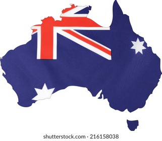 Map Of Australia With Australian Flag.