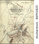 Map of the Battle of the Monocacy, 1864, Maryland,  from Report of  the 2nd Corps, Army of Northern Virginia, published 1864.