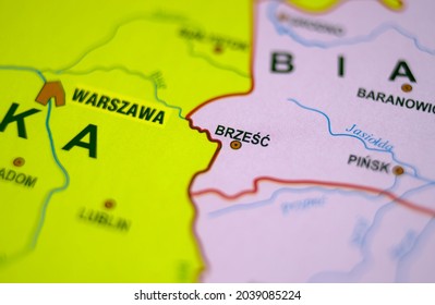 Map Border Poland Belarus Closeup