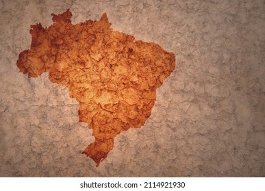 map of brazil on a old ancient vintage crack paper background