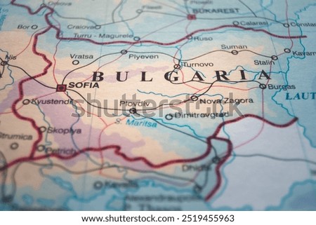 A map of Bulgaria highlighting Sofia, the capital, and cities like Plovdiv, Varna, and Burgas