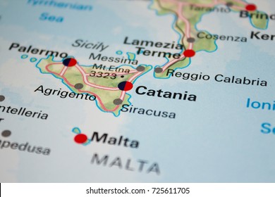 Map Catania Italy 2017 Stock Photo - Map Catania Italy 2017 260nw 725611705