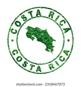 Map of Costa Rica, Postal Stamp, Sustainable development, CO2 emission concept, clipping path
