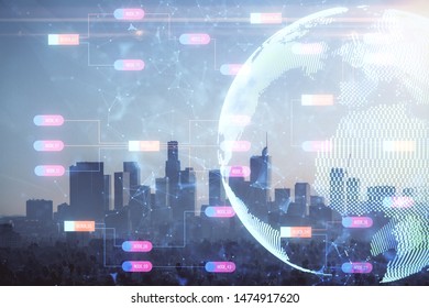 Map and data theme hologram on city view with skyscrapers background double exposure. International technology in business concept. - Powered by Shutterstock - Get 15% off with code: PIKWIZARD15