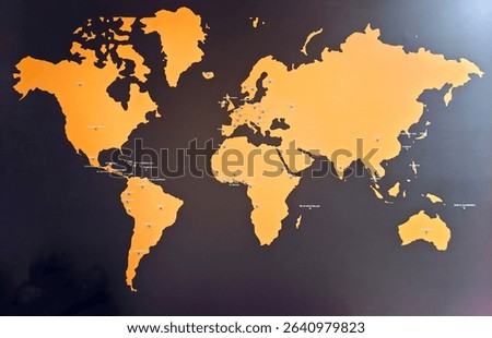 Map of earth in black background