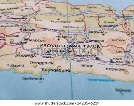 Map of East Java Province, Indonesia