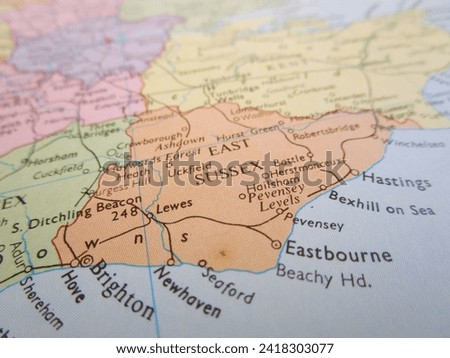 Map of East Sussex, UK, world tourism, world economy, travel destination