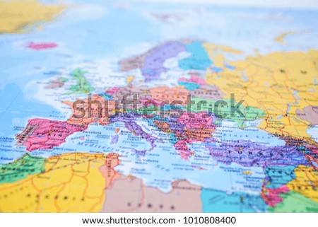 Map of Europe closed up