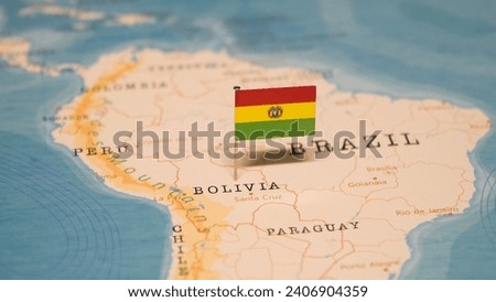 The Map and Flag of Bolivia.