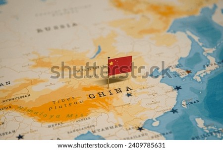 The Map and Flag of China.
