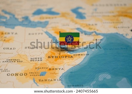 The Map and Flag of Ethiopia.