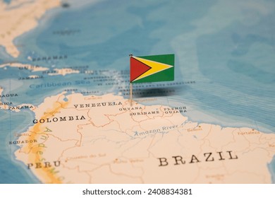 The Map and Flag of Guyana.
