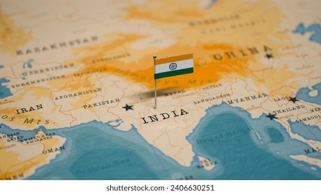 The Map and Flag of India.