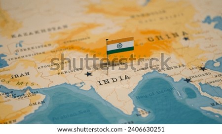 The Map and Flag of India.