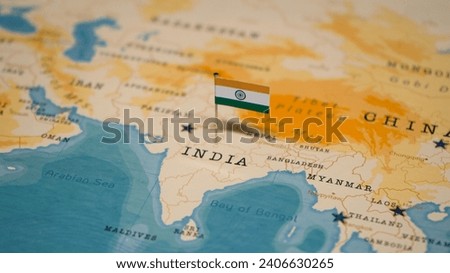 The Map and Flag of India.