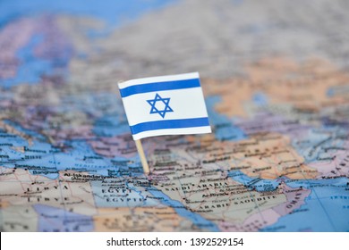 Map with flag of Israel