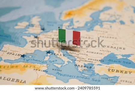 The Map and Flag of Italy.