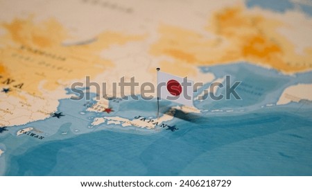 The Map and Flag of Japan.