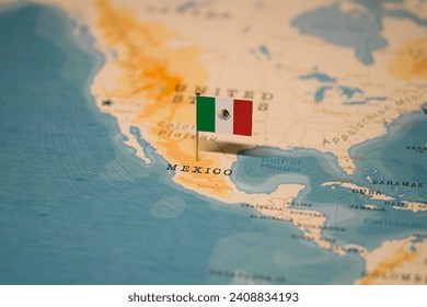 The Map and Flag of Mexico.