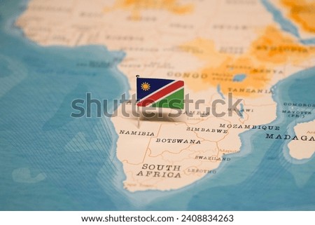 The Map and Flag of Namibia.