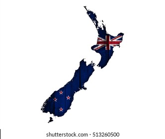 Map and flag of New Zealand