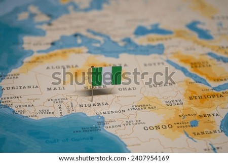 The Map and Flag of Nigeria.