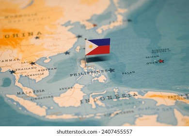 The Map and Flag of Philippines.