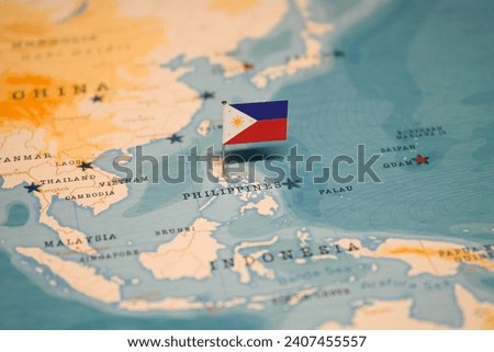 The Map and Flag of Philippines.