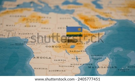 The Map and Flag of Rwanda.
