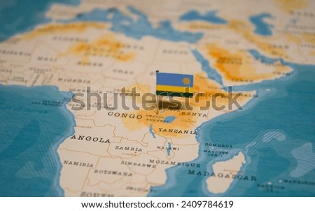 The Map and Flag of Rwanda.