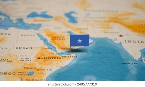 The Map and Flag of Somalia.