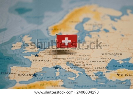 The Map and Flag of Switzerland.