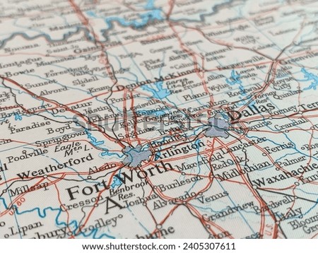 Map of Fort Worth and Dallas, Texas, USA, world tourism, travel destination
