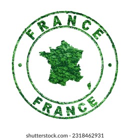 Map of France, Postal Stamp, Sustainable development, CO2 emission concept, clipping path