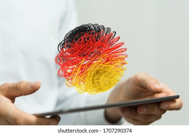 map of Germany. Wire frame 3D mesh polygonal network line, design