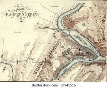 Map Of Harper's Ferry, West Virginia In 1864,  From Report Of  The 2nd Corps, Army Of Northern Virginia, Published 1864.