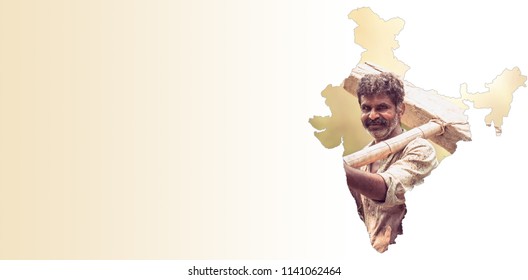 Map India Shows Indian Farmer Portrait Stock Photo 1141062464 ...