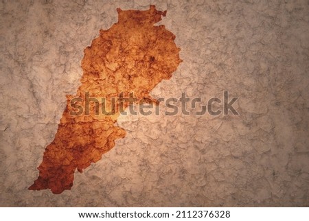 map of lebanon on a old ancient vintage crack paper background