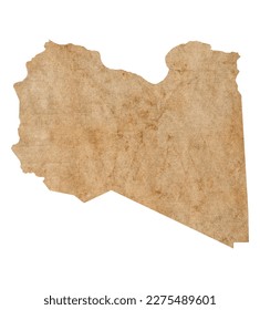 map of Libya on old brown grunge paper