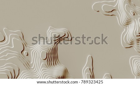 Map line of topography. Rendering abstract topographic map concept with space for your copy. 3D waves. 3D Cartography concep background. Map mockup infographics. World map Template. Wavy backdrop
