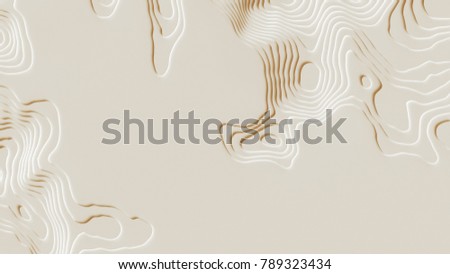 Map line of topography. Rendering abstract topographic map concept with space for your copy. 3D waves. 3D Cartography concep background. Map mockup infographics. World map Template. Wavy backdrop