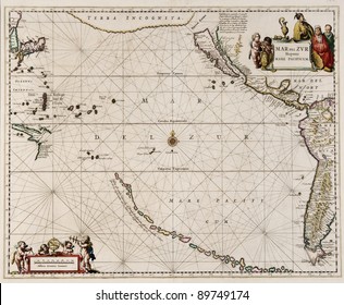 map made in 1650 by Frederick De Wit, first map of the Pacific to show California as an island