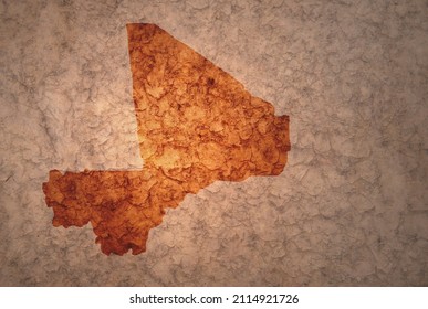 Map Of Mali On A Old Ancient Vintage Crack Paper Background