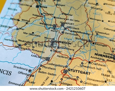 Map of Mannheim in Baden-Württemberg, Germany
