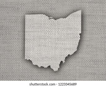 Map Of Ohio On Old Linen