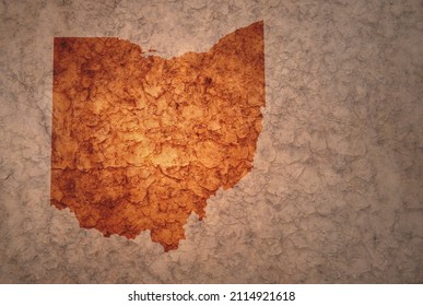 Map Of Ohio State On A Old Ancient Vintage Crack Paper Background