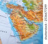 map of Palestine, Israel, Lebanon, Syria and Iraq with blurred background