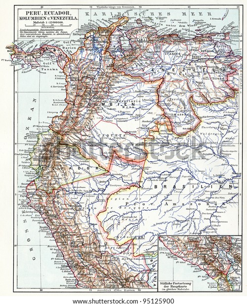 Map Peru Ecuador Colombia Venezuela Publication Stock Photo Edit Now 95125900